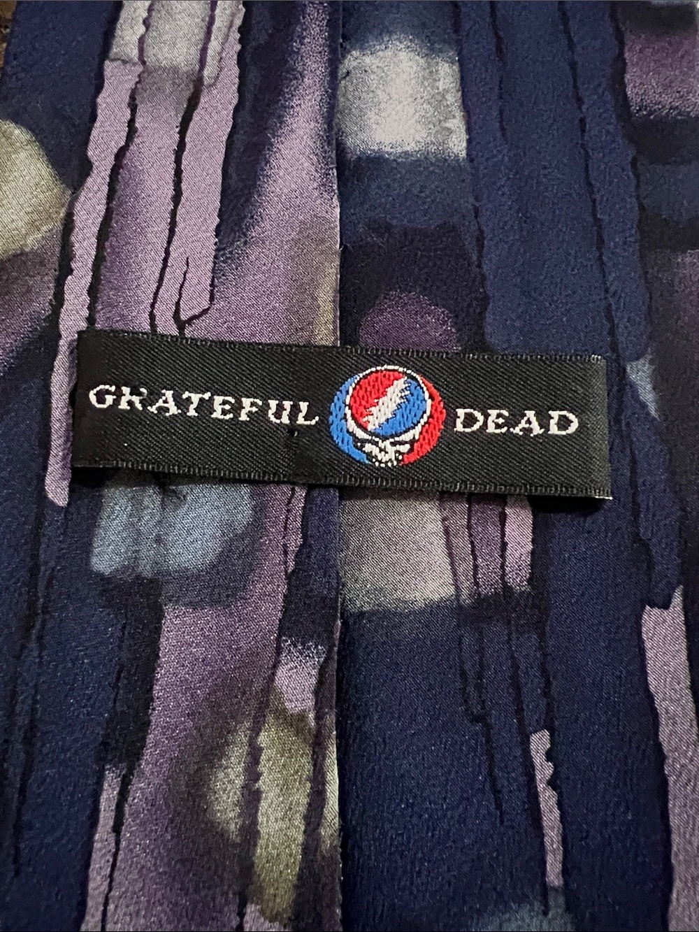 Grateful Dead Purple and Navy Abstract Pattern Tie - Picture 5 of 5